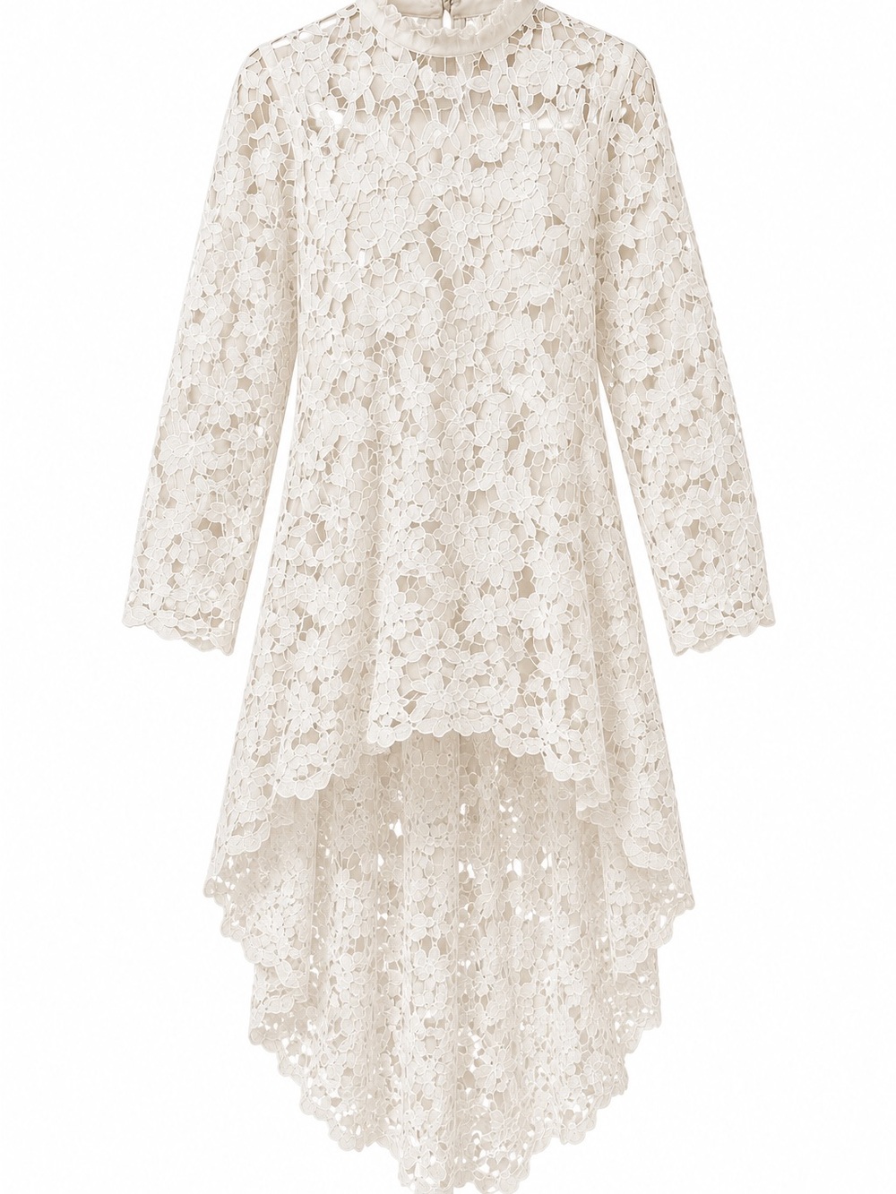 Girls' Ivory Lace High-Low Dress